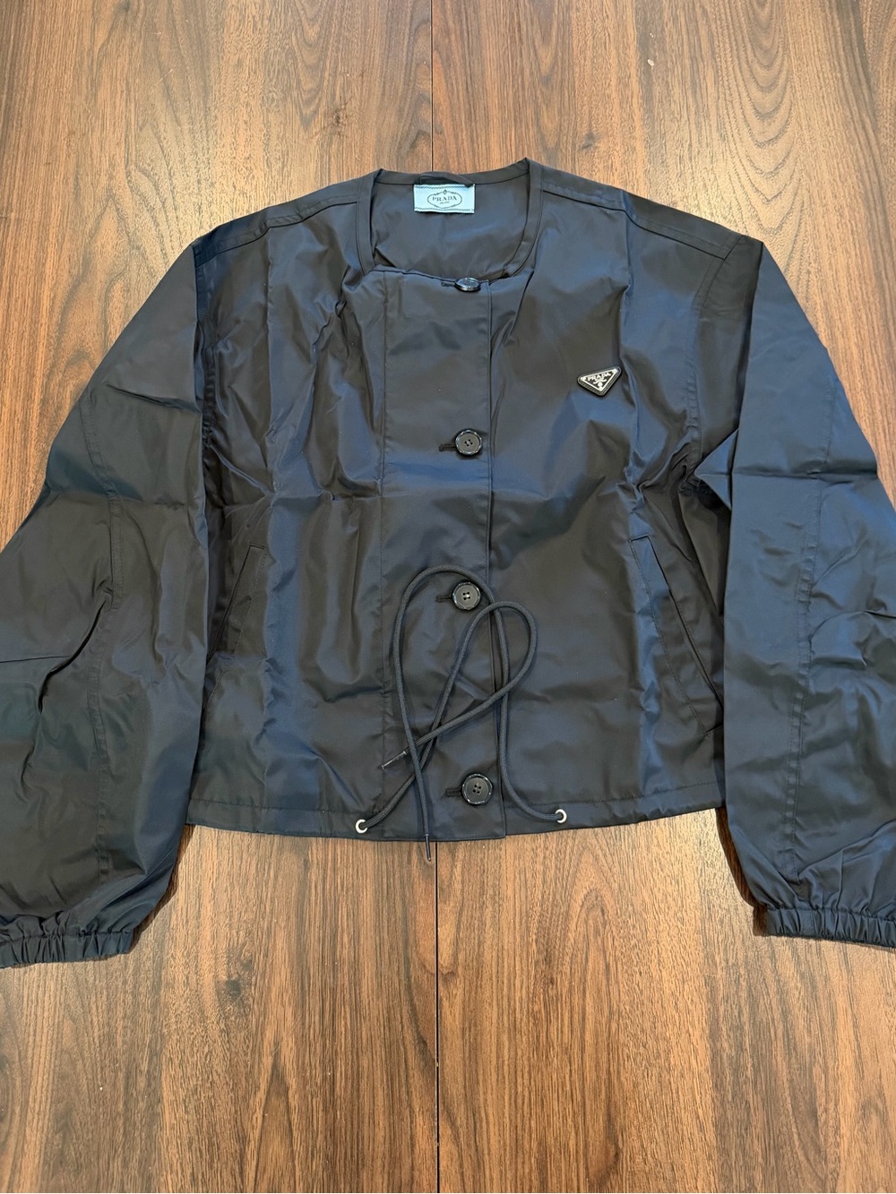 Prad a Black Nylon Drawstring Utility Jacket